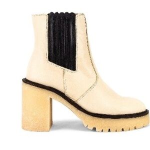 Free People Cream and Black Heeled Boots